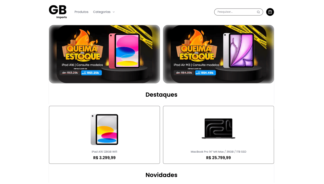 Exemplo de catálogo para Eletrônicos